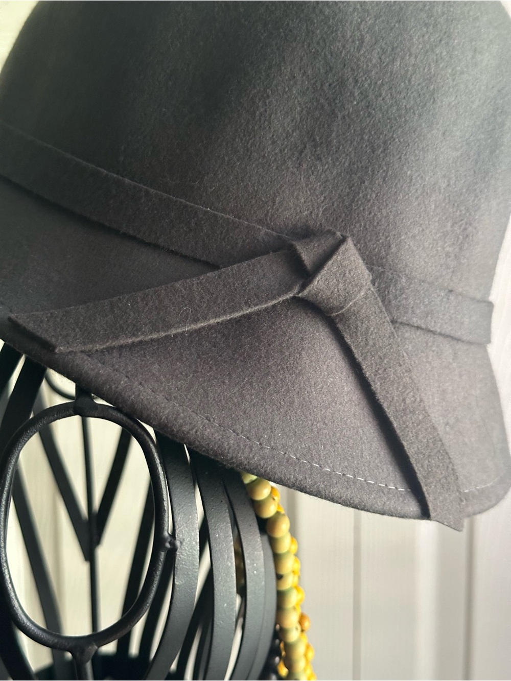 Magid Charcoal Grey Wool Felt Hat with Bow Accent - Picture 3 of 6